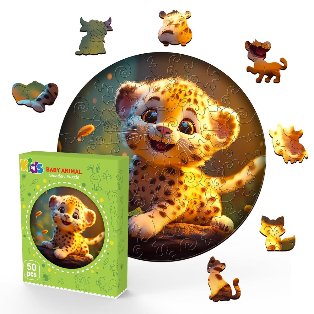 Cute Leopard Children's Wooden Jigsaw Puzzle