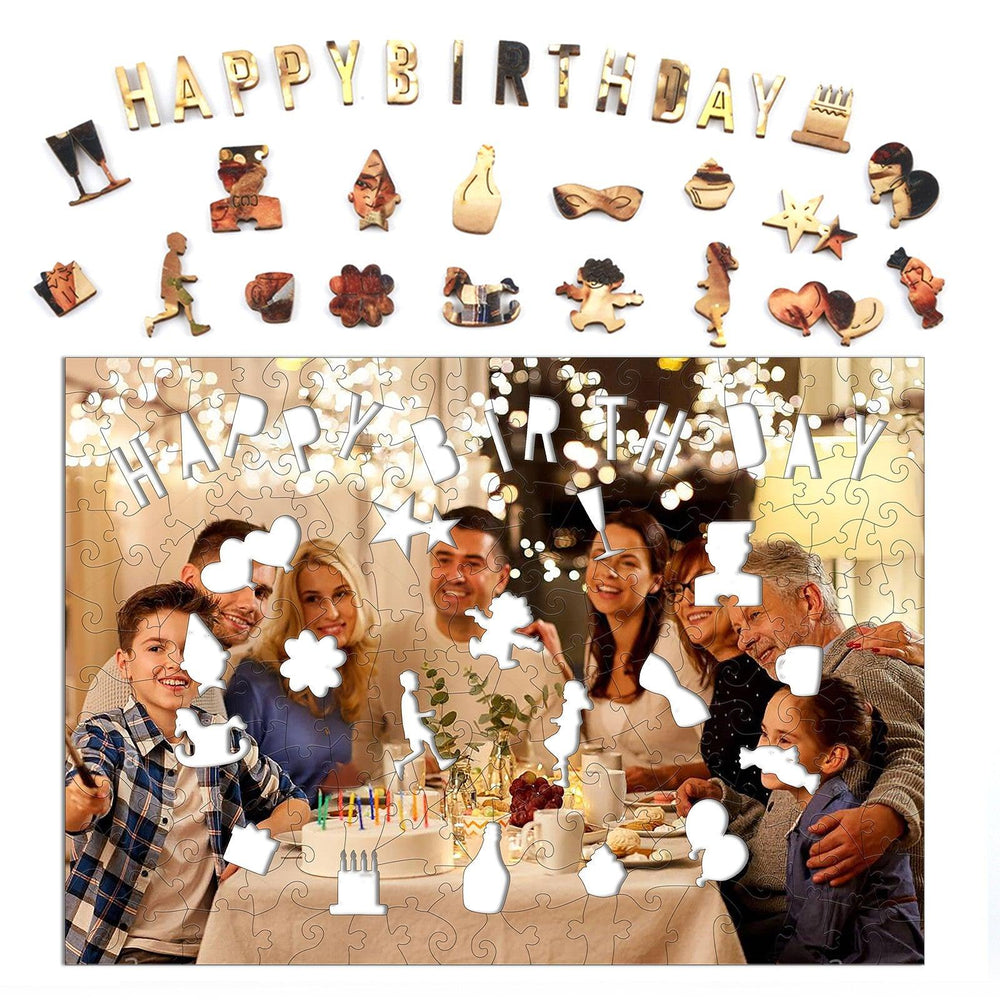 Personalized Photo Wooden Puzzle - Birthday Theme