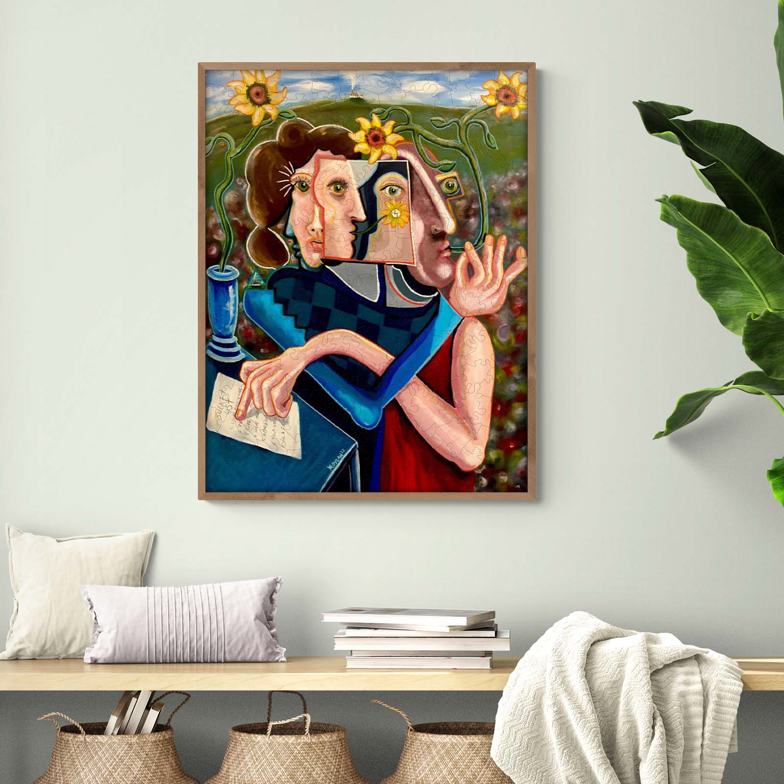 Abstract artwork 'The Bucket List' by Dylan Gill, featuring vibrant colors and emotional expressions.