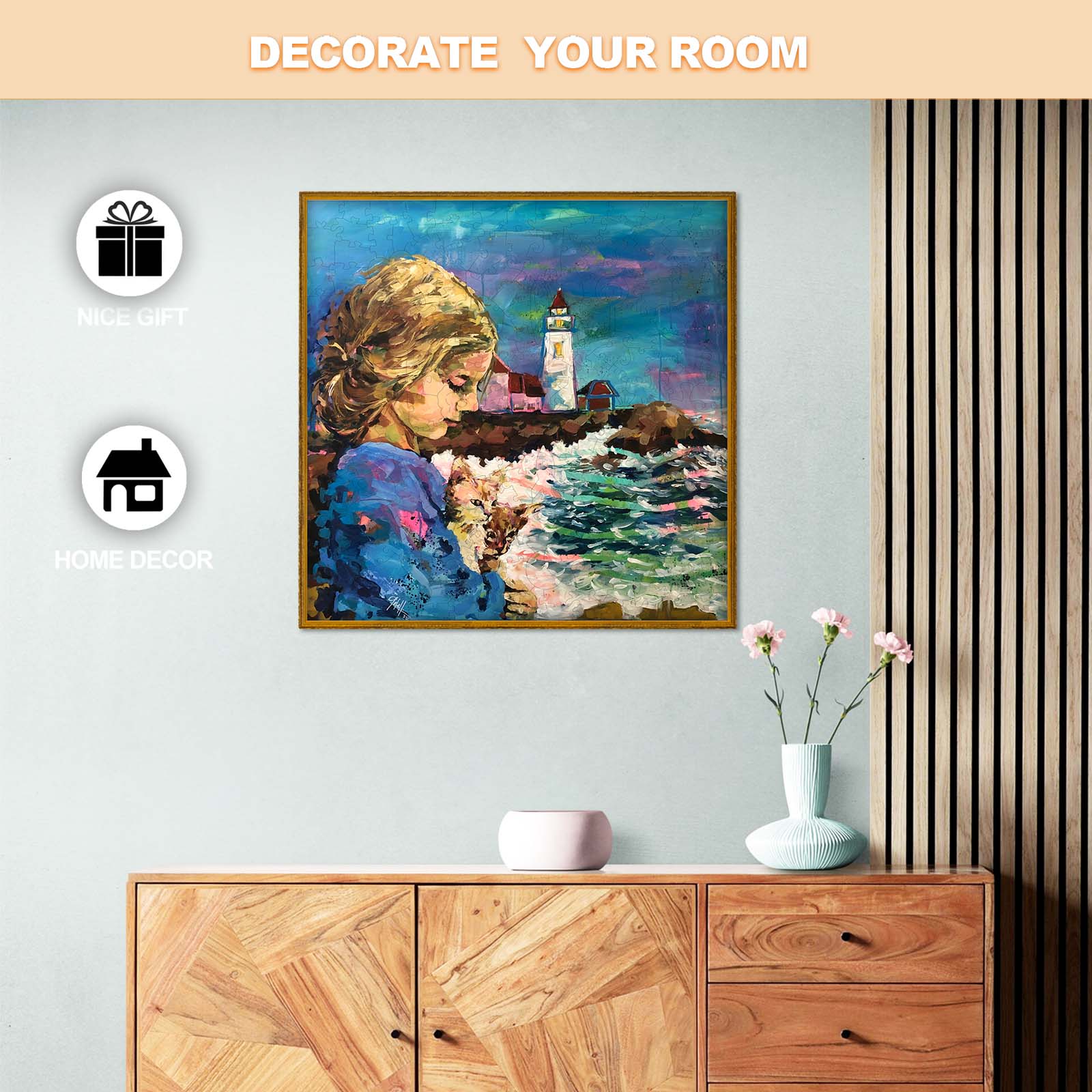 Colorful artwork titled 'Rescue' by Arlet Gomez, ideal for home decor and as a thoughtful gift.