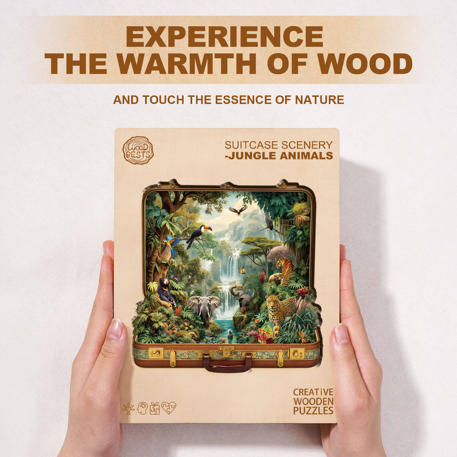 Suitcase Scenery-jungle animals Wooden Jigsaw Puzzle