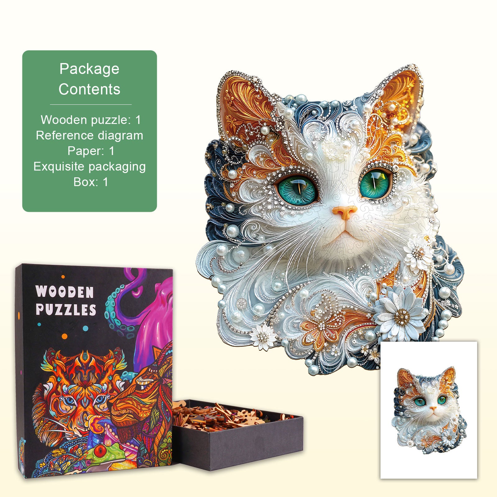 Jewelry Kitten Wooden Jigsaw Puzzle