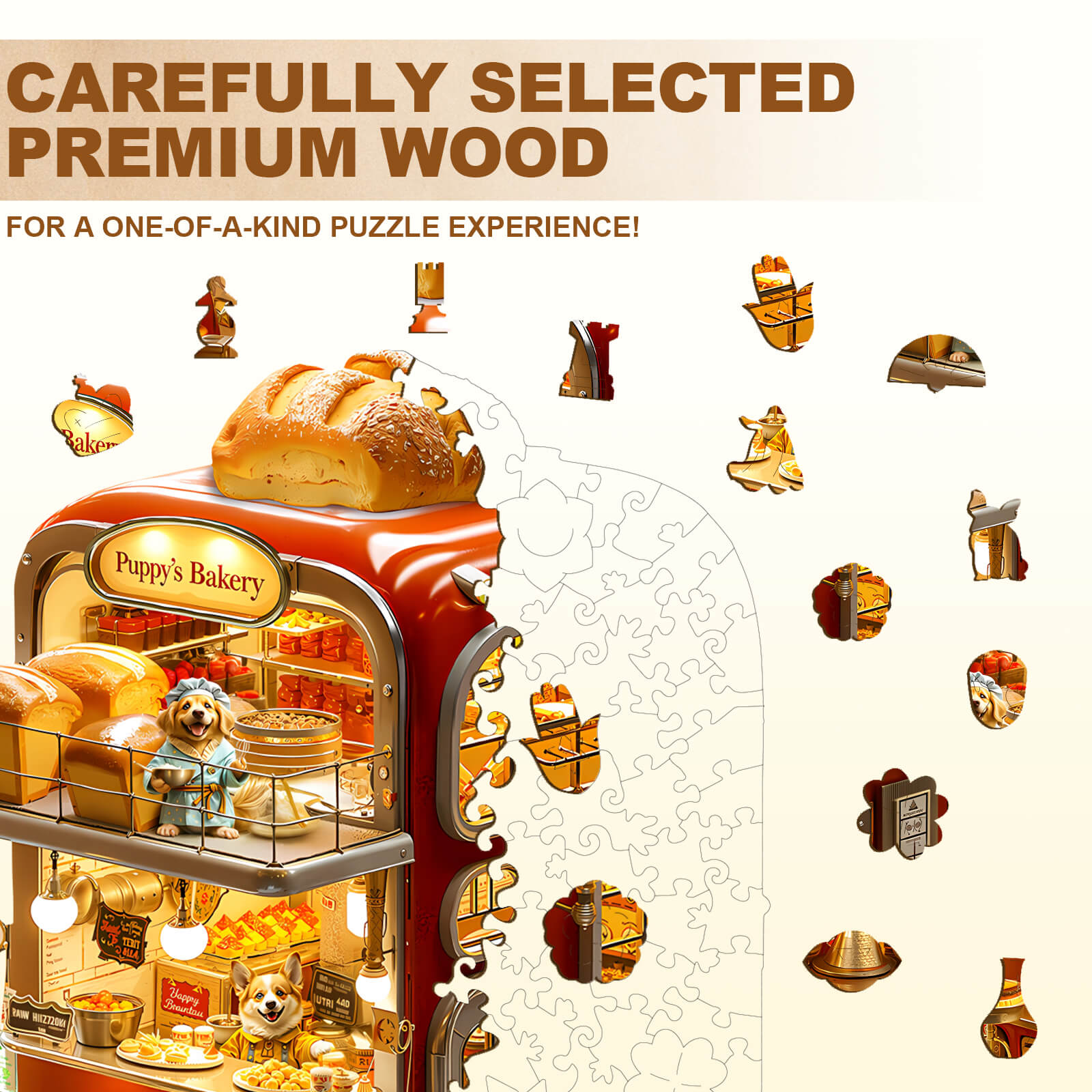 Puppy's Bakery Wooden Jigsaw Puzzle