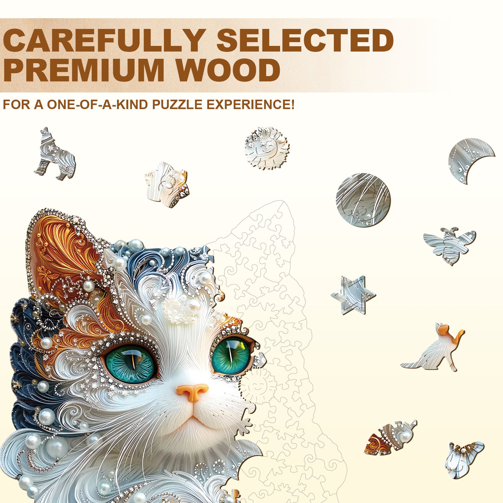 Jewelry Kitten Wooden Jigsaw Puzzle