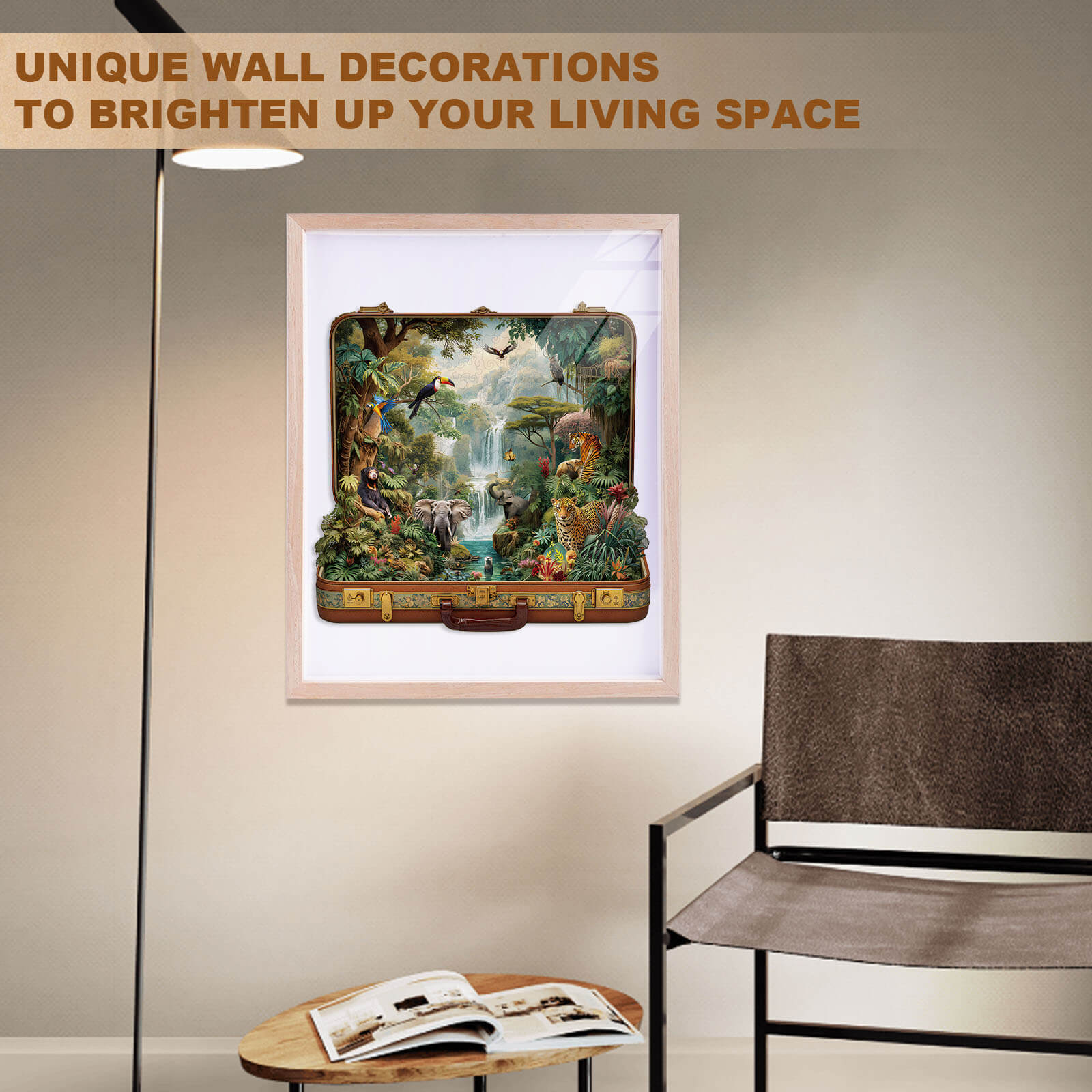 Suitcase Scenery-jungle animals Wooden Jigsaw Puzzle